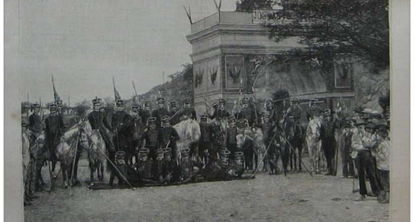 Jóvenes de la Capital con el uniforme de los Húsares de…Páez, para la traslación de las cenizas del General D. José Antonio Páez al Panteón Nacional ‑1888
